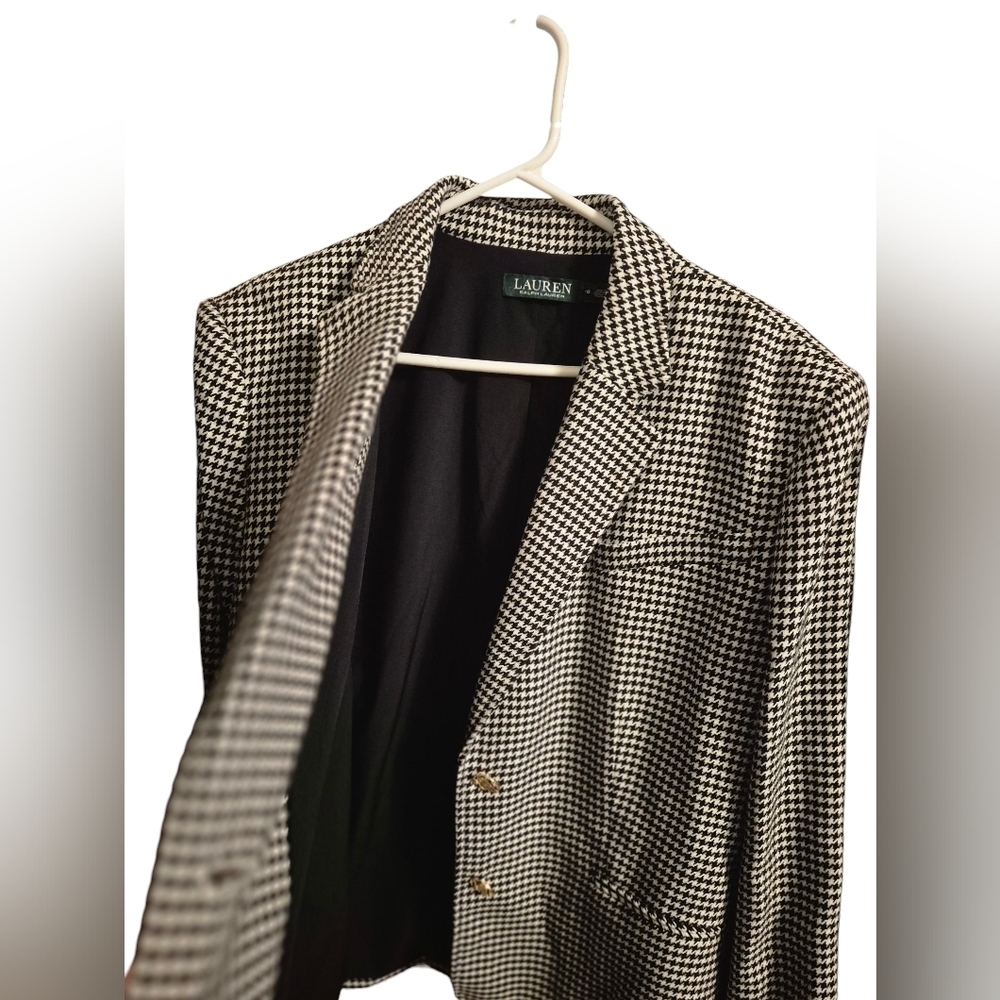 Lauren Ralph Lauren Womens Houndstooth Blazer Sz 16 - Picture 3 of 9